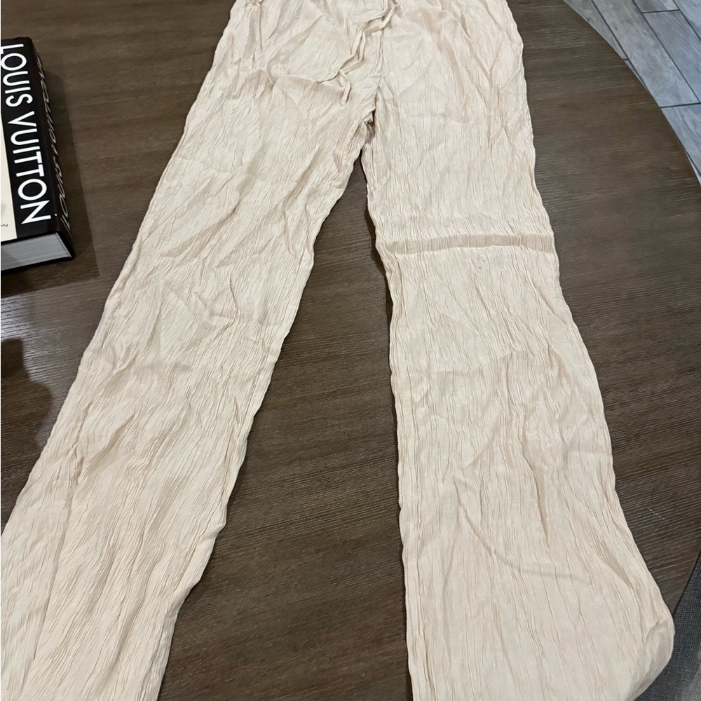 Zara Cream Wide Leg Pants L